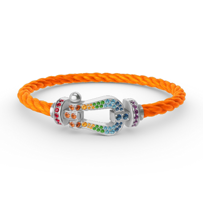[Super Jewellery]FORC LARGE HORSESHOE  COLORED DIAMOND BRACELET SILVER