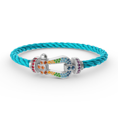 [Super Jewellery]FORC LARGE HORSESHOE  COLORED DIAMOND BRACELET SILVER
