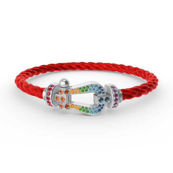 [Super Jewellery]FORC LARGE HORSESHOE  COLORED DIAMOND BRACELET SILVER