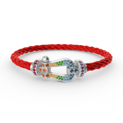 [Super Jewellery]FORC LARGE HORSESHOE  COLORED DIAMOND BRACELET SILVER