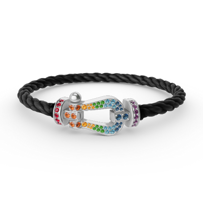[Super Jewellery]FORC LARGE HORSESHOE  COLORED DIAMOND BRACELET SILVER