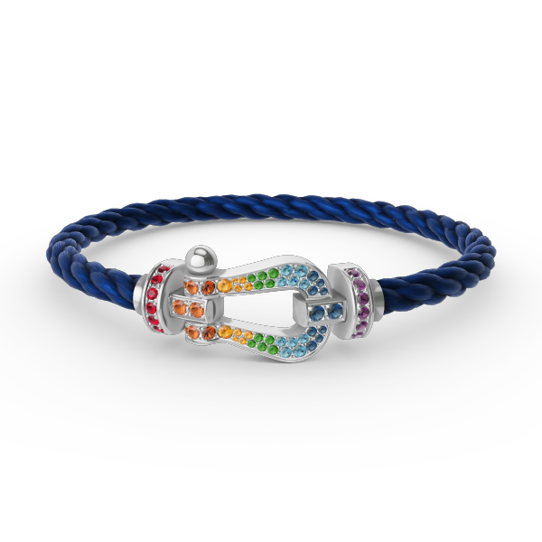 [Super Jewellery]FORC LARGE HORSESHOE  COLORED DIAMOND BRACELET SILVER