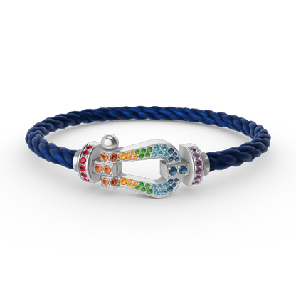 [Super Jewellery]FORC LARGE HORSESHOE  COLORED DIAMOND BRACELET SILVER