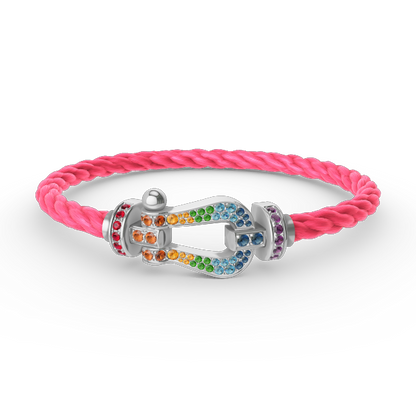 [Super Jewellery]FORC LARGE HORSESHOE  COLORED DIAMOND BRACELET SILVER