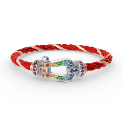 [Super Jewellery]FORC LARGE HORSESHOE  COLORED DIAMOND BRACELET SILVER