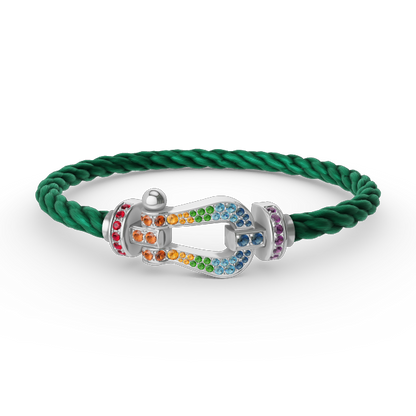 [Super Jewellery]FORC LARGE HORSESHOE  COLORED DIAMOND BRACELET SILVER