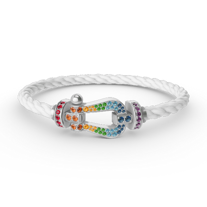 [Super Jewellery]FORC LARGE HORSESHOE  COLORED DIAMOND BRACELET SILVER