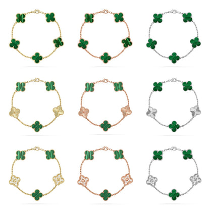 [Super Jewellery] CLOVER 5 MOTIF MALACHITE BRACELET COLLECTION