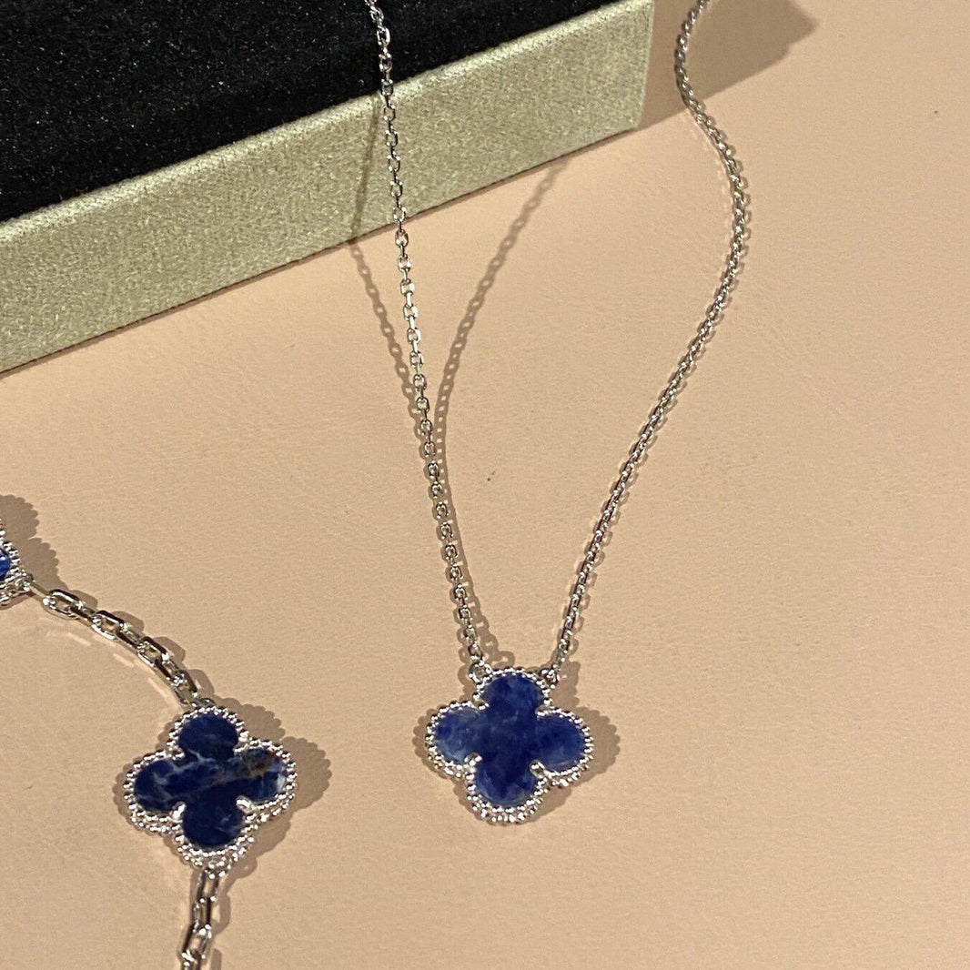 [Super Jewellery]CLOVER 15MM PIETERSITE NECKLACE SILVER