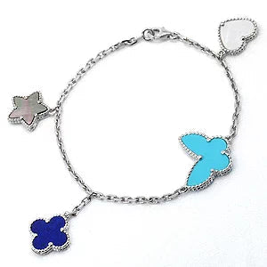 [Super Jewellery]LUCKY SPRING SILVER BRACELET 4 MOTIF