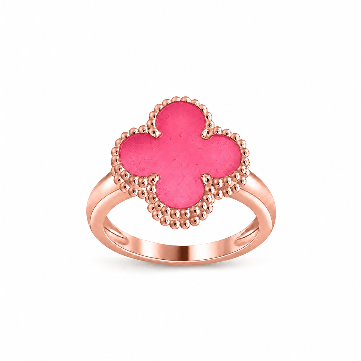 [Super CiCi]NEUE KLEEBATT-RINGE IN ROSA EMAILLE