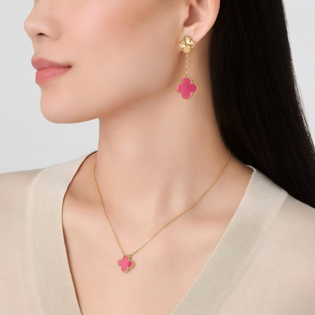 [Super CiCi] NEUE KLEEBALL-HALSKETTE 15 MM ROSA EMAILLE