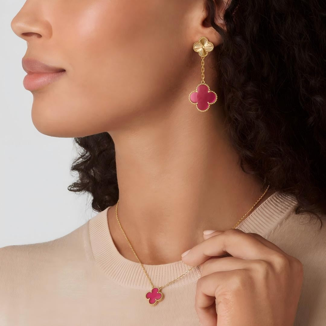 [Super CiCi] NEUE KLEEBALL-HALSKETTE 15 MM ROSA EMAILLE