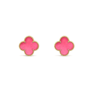 [Super CiCi]NEW CLOVER 15MM PINK ENAMEL STUD EARRINGS
