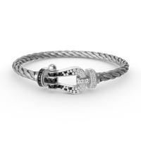 [Super Jewellery]FORCE LARGE HORSESHOE BLACK WHITE DIAMOND BRACELET SILVER