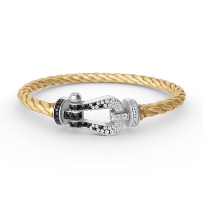 [Super Jewellery]FORCE LARGE HORSESHOE BLACK WHITE DIAMOND BRACELET SILVER