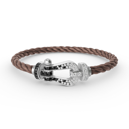 [Super Jewellery]FORCE LARGE HORSESHOE BLACK WHITE DIAMOND BRACELET SILVER