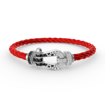 [Super Jewellery]FORCE LARGE HORSESHOE BLACK WHITE DIAMOND BRACELET SILVER