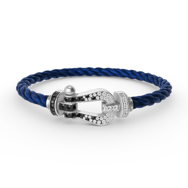 [Super Jewellery]FORCE LARGE HORSESHOE BLACK WHITE DIAMOND BRACELET SILVER