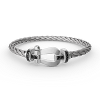 [Super Jewellery]FORCE LARGE HORSESHOE BLACK DIAMOND BRACELET SILVER