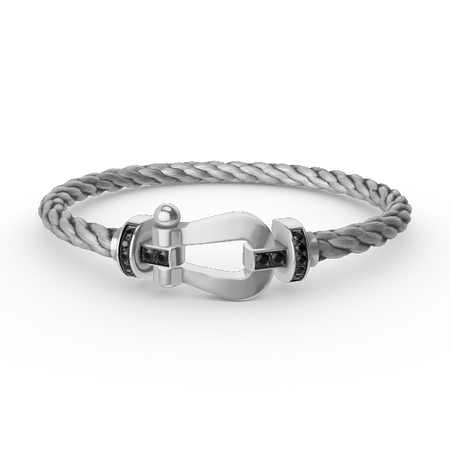 [Super Jewellery]FORCE LARGE HORSESHOE BLACK DIAMOND BRACELET SILVER