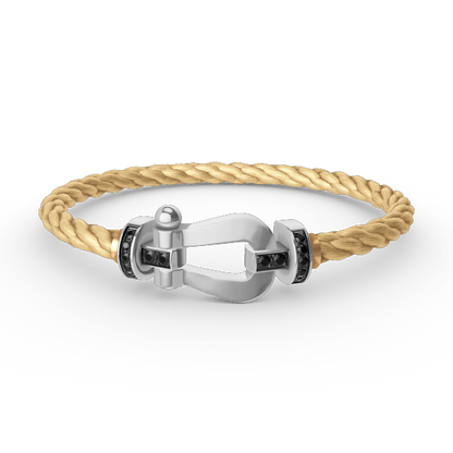 [Super Jewellery]FORCE LARGE HORSESHOE BLACK DIAMOND BRACELET SILVER