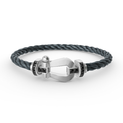 [Super Jewellery]FORCE LARGE HORSESHOE BLACK DIAMOND BRACELET SILVER