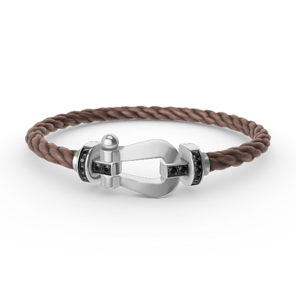 [Super Jewellery]FORCE LARGE HORSESHOE BLACK DIAMOND BRACELET SILVER