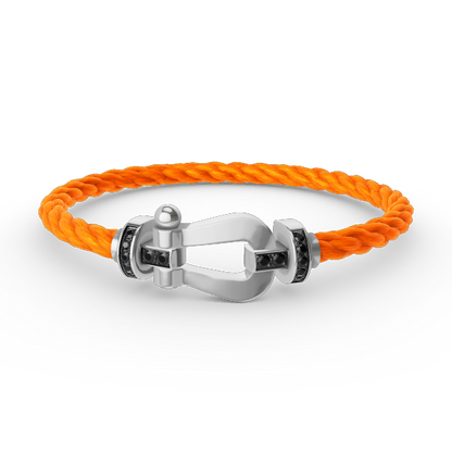 [Super Jewellery]FORCE LARGE HORSESHOE BLACK DIAMOND BRACELET SILVER