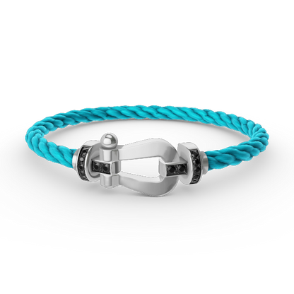[Super Jewellery]FORCE LARGE HORSESHOE BLACK DIAMOND BRACELET SILVER