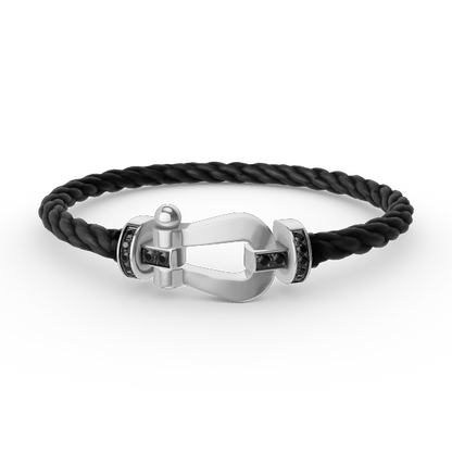 [Super Jewellery]FORCE LARGE HORSESHOE BLACK DIAMOND BRACELET SILVER