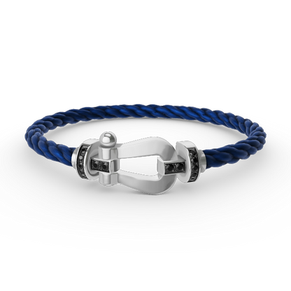 [Super Jewellery]FORCE LARGE HORSESHOE BLACK DIAMOND BRACELET SILVER