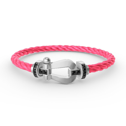[Super Jewellery]FORCE LARGE HORSESHOE BLACK DIAMOND BRACELET SILVER