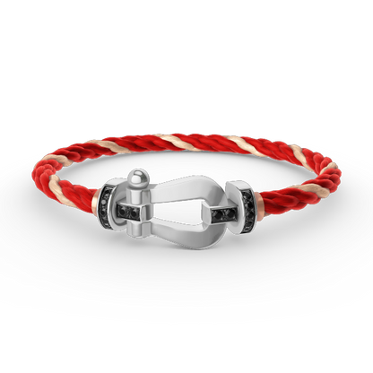[Super Jewellery]FORCE LARGE HORSESHOE BLACK DIAMOND BRACELET SILVER