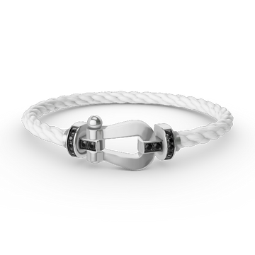 [Super CiCi ]FORCE LARGE HORSESHOE BLACK DIAMOND BRACELET SILVER