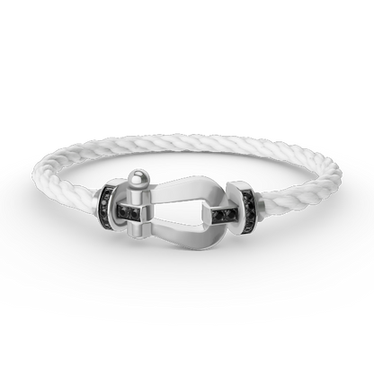 [Super Jewellery]FORCE LARGE HORSESHOE BLACK DIAMOND BRACELET SILVER