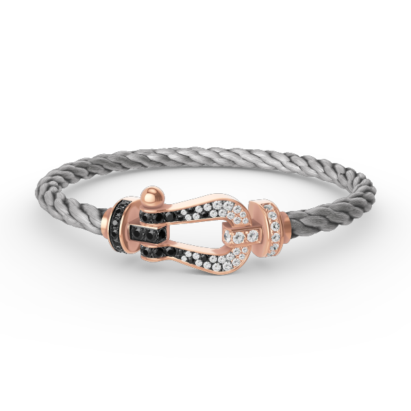 [Super Jewellery]FORCE LARGE HORSESHOE BLACK WHITE DIAMOND BRACELET ROSE GOLD