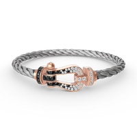 [Super Jewellery]FORCE LARGE HORSESHOE BLACK WHITE DIAMOND BRACELET ROSE GOLD