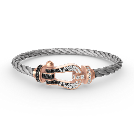 [Super Jewellery]FORCE LARGE HORSESHOE BLACK WHITE DIAMOND BRACELET ROSE GOLD