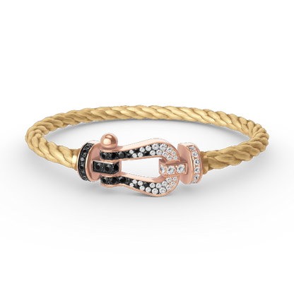 [Super Jewellery]FORCE LARGE HORSESHOE BLACK WHITE DIAMOND BRACELET ROSE GOLD