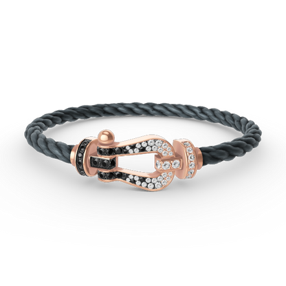 [Super Jewellery]FORCE LARGE HORSESHOE BLACK WHITE DIAMOND BRACELET ROSE GOLD