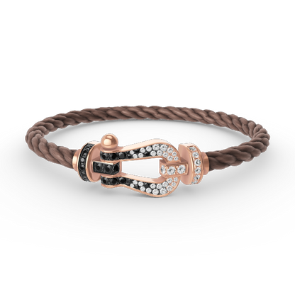 [Super Jewellery]FORCE LARGE HORSESHOE BLACK WHITE DIAMOND BRACELET ROSE GOLD