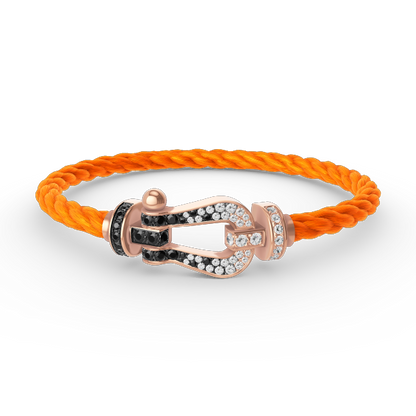 [Super Jewellery]FORCE LARGE HORSESHOE BLACK WHITE DIAMOND BRACELET ROSE GOLD