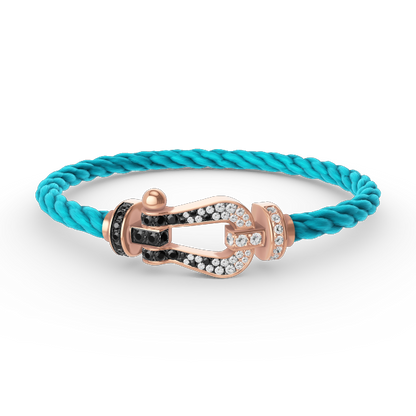 [Super Jewellery]FORCE LARGE HORSESHOE BLACK WHITE DIAMOND BRACELET ROSE GOLD