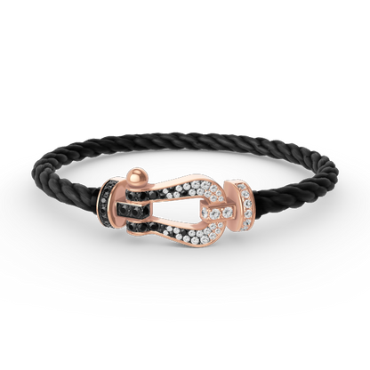 [Super Jewellery]FORCE LARGE HORSESHOE BLACK WHITE DIAMOND BRACELET ROSE GOLD