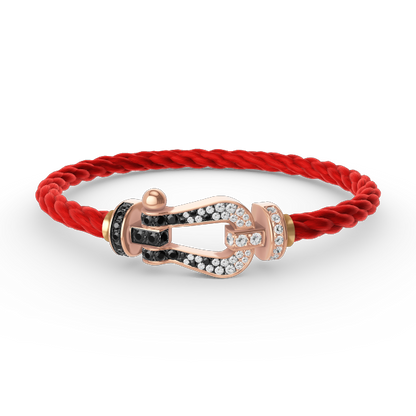 [Super Jewellery]FORCE LARGE HORSESHOE BLACK WHITE DIAMOND BRACELET ROSE GOLD