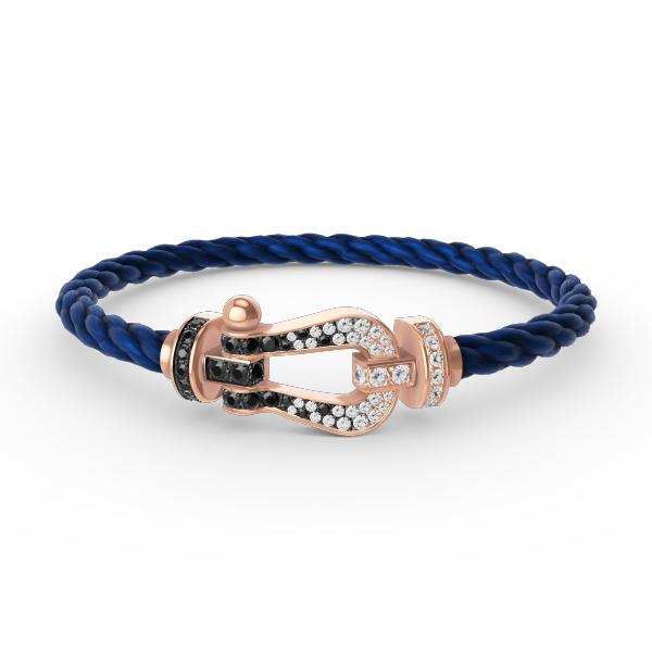 [Super Jewellery]FORCE LARGE HORSESHOE BLACK WHITE DIAMOND BRACELET ROSE GOLD
