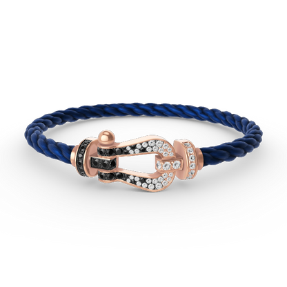 [Super Jewellery]FORCE LARGE HORSESHOE BLACK WHITE DIAMOND BRACELET ROSE GOLD