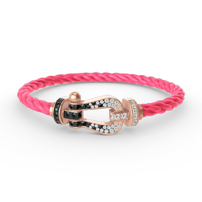 [Super Jewellery]FORCE LARGE HORSESHOE BLACK WHITE DIAMOND BRACELET ROSE GOLD
