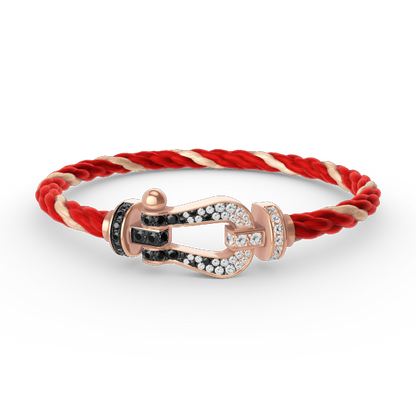 [Super Jewellery]FORCE LARGE HORSESHOE BLACK WHITE DIAMOND BRACELET ROSE GOLD